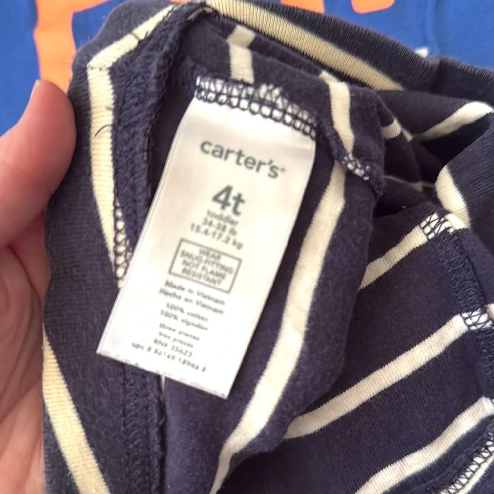 Carters 4T Boys Pajamas Set Long Pants Airplane Stripes Size 4 Toddler Kids Pjs